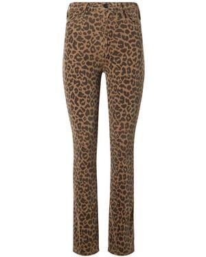 Mother The Hustler Flood Leopard-Print Cotton-Blend Corduroy High-Rise Flared Trousers - Brown