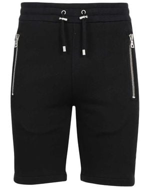 Balmain Logo Embossed Bermuda Shorts - Black