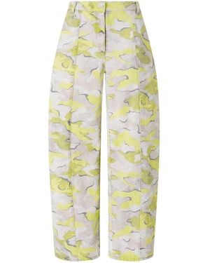 Pinko Camouflage-Print Pleated Pants - White