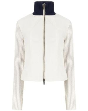 Iceberg Ribbed-Knit Paneled Bomber Jacket - White
