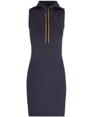 K-Way Short Sleeve Hooded Mini Dress - Blue
