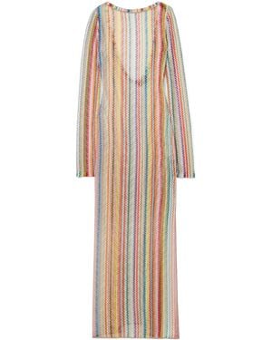 Missoni Striped Metallic Crochet-Knit Maxi Dress - Natural