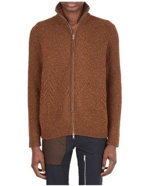 RANRA Full-Zip Wool Blend Knit Cardigan - Brown