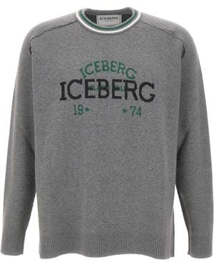 Iceberg Logo Knitted Sweater - Gray