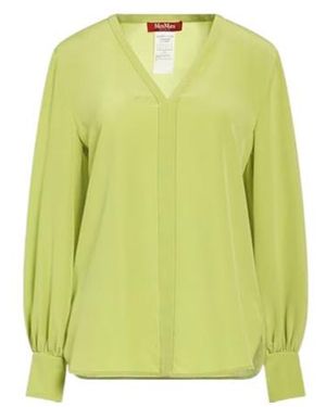 Max Mara Minimalist Satin Long-Sleeve Top - Yellow