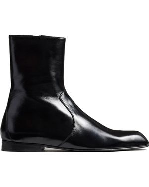 KHAITE Colt Zip Square Toe Boots - Black