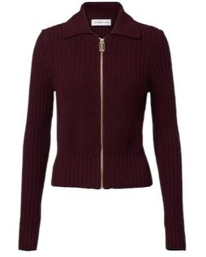 Victoria Beckham Wool And Cashmere-Blend Zip-Up Cardigan - Purple
