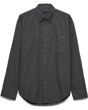 Prada Logo-Patch Pocket Shirt - Grey