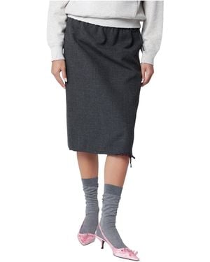 Prada Slate/Garnet Midi Skirt - Black