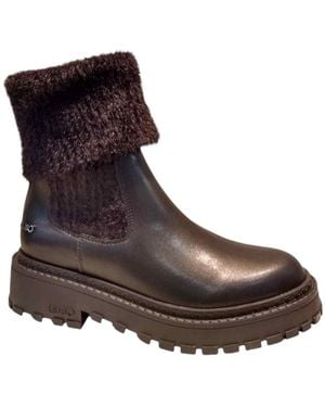 Liu Jo Sock-Style Ankle Boots - Brown