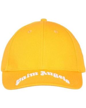 Palm Angels Curved Logo Embroidered Baseball Cap - Yellow