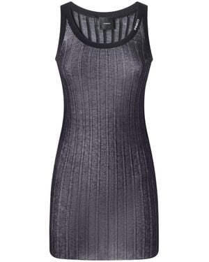Pinko Long Semi-Sheer Ribbed Vest Top - Blue