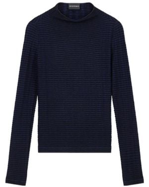 Emporio Armani Horizontal-Stripe Sweater - Blue