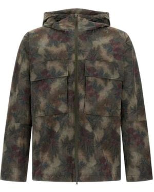 Herno All-Over Patterned Zip-Up Coat - Green