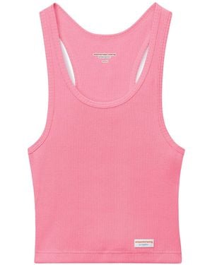 Alexander Wang Classic Ribbed Cotton Racer Tank - Pink