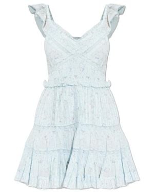 LoveShackFancy Presline Ruffled Mini Dress - Blue