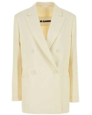 Jil Sander Double-Breasted Long-Sleeved Jacket - White