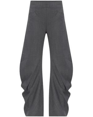 Ganni Draped Wide-Leg Trousers - Grey