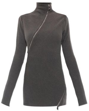 The Attico The Asymmetric Zip Turtleneck Jumper - Grey