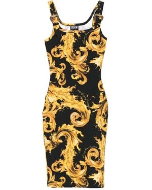 Versace Jeans Couture Couture Baroque Strap Midi Dress - Metallic