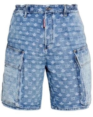 DSquared² Light Wash Utility Shorts - Blue