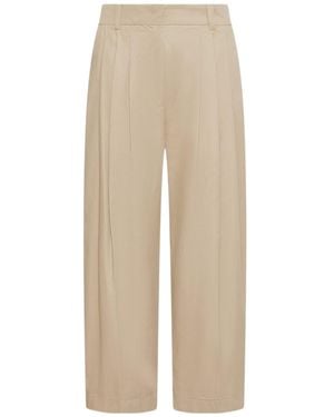 Marella Cropped Cotton Gabardine Pants - Natural