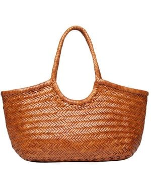 Dragon Diffusion Mediumsize Handwoven Rattan Bag - Brown