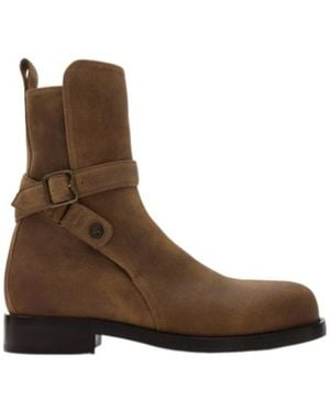 Burberry Waxed Ledger Ankle Boots - Brown