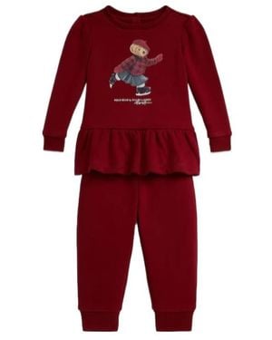 Polo Ralph Lauren Polo Bear Ice-Skating Trouser Set - Red