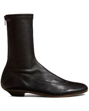 KHAITE The Apollo Round Toe Ankle Boots - Black