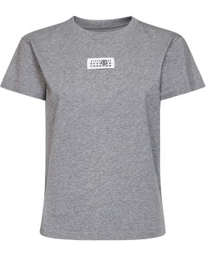 MM6 by Maison Margiela Logo Patch Crewneck T-Shirt - Grey