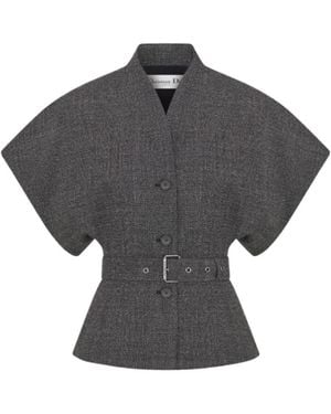 Dior Asymmetric Short-Sleeved Jacket With Belt in Black | Lyst