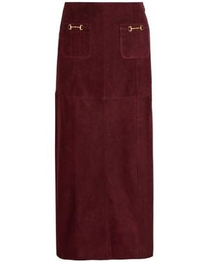RIXO London Edwina Horsebit-Embellished Suede Midi Skirt - Purple