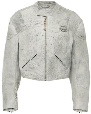 Acne Studios Cropped Leather Jacket - Gray