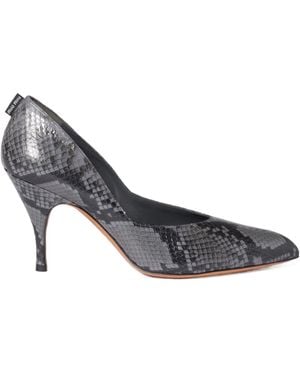 Miu Miu Python-Print Ayers Leather Pumps - Gray