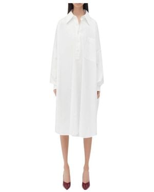Bottega Veneta Half-Buttoned Shirt Dress - White