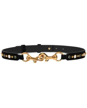 Etro Suede Pony Belt With Jewel Studs - White