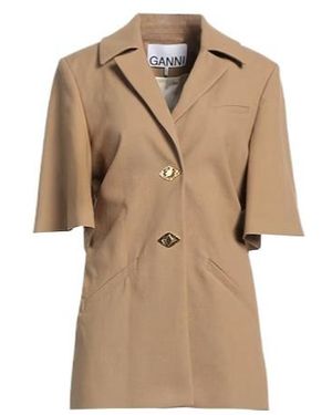 Ganni Minimalist Single-Breasted Blazer - Natural