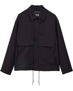 Y-3 Cropped Collared Overshirt Jacket - Blue