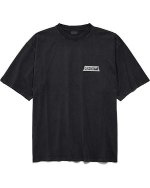 Balenciaga Logo Printed Crewneck T-Shirt - Black