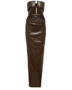 Rick Owens Strapless Coated Denim Gown - Brown