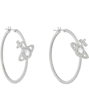 Vivienne Westwood Olympia Cz Pave Hoop Earrings - White