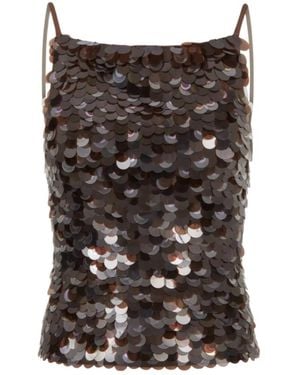 P.A.R.O.S.H. Sequin Straps Top - Brown