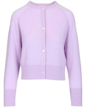 forte_forte Crew Neck Buttoned Cardigan - Purple