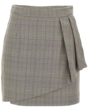 Kaos Prince Of Wales Wrap Mini Skirt - Gray