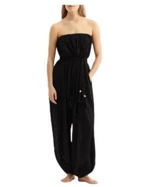 Eres Strapless Metallic Jumpsuit - Black