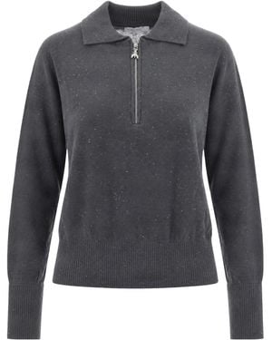 Patrizia Pepe Long-Sleeved Half-Zip Polo Shirt - Grey