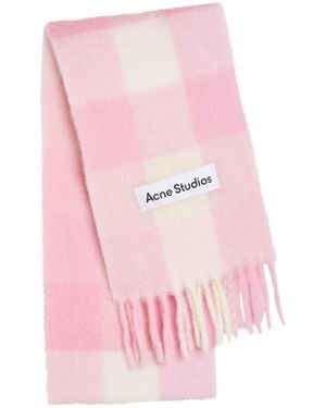 Acne Studios Vally Checked Wool-Blend Scarf - Pink