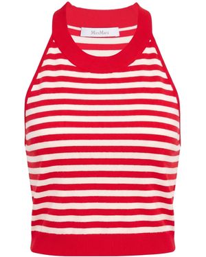 Max Mara Striped Sleeveless Knit Top - Red