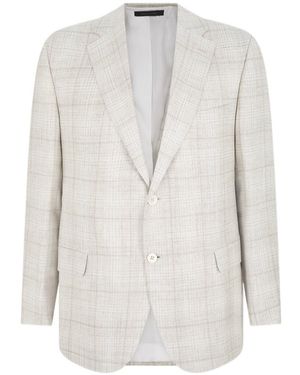 Brioni Checked Wool-Blend Blazer - White